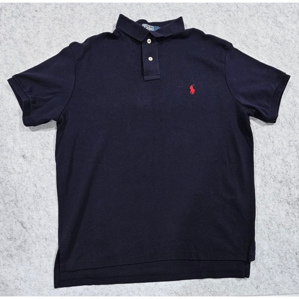 Polo Ralph Lauren Mens Navy Blue Short Sleeve Polo Shirt Red Pony Size M